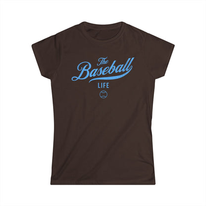 The Baseball Life Classic Script Tee_Women's_Carolina Blue Print