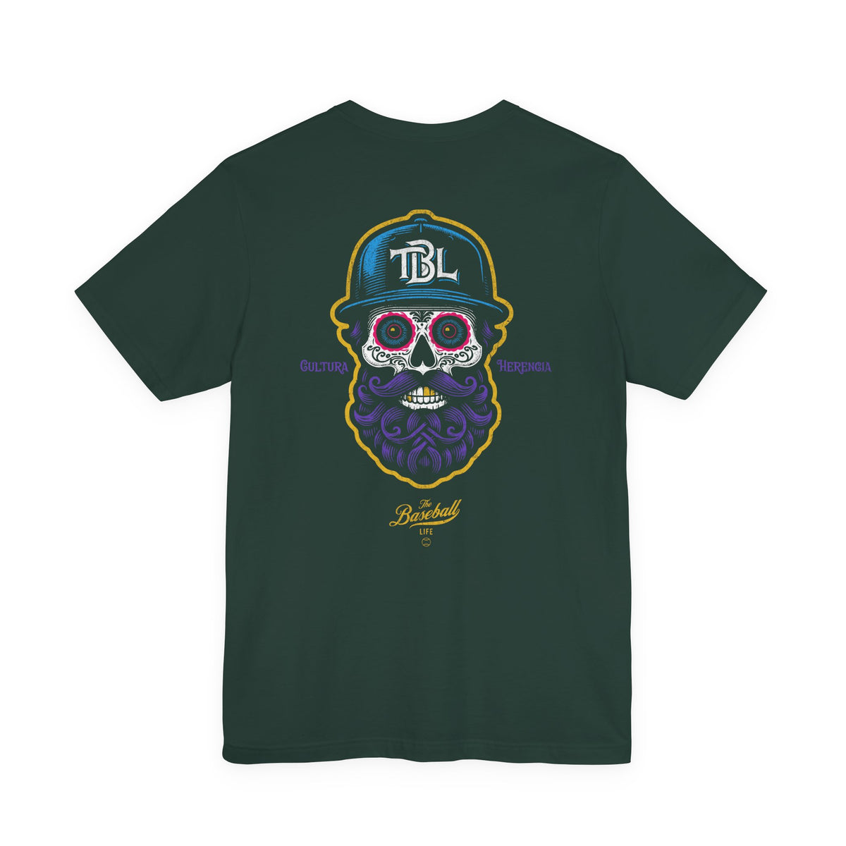 Sugar Skull with Beard Baseball T-Shirt