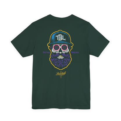 Sugar Skull with Beard Baseball T-Shirt
