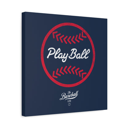 Play Ball Graphic Baseball Wall Art Canvas_Navy