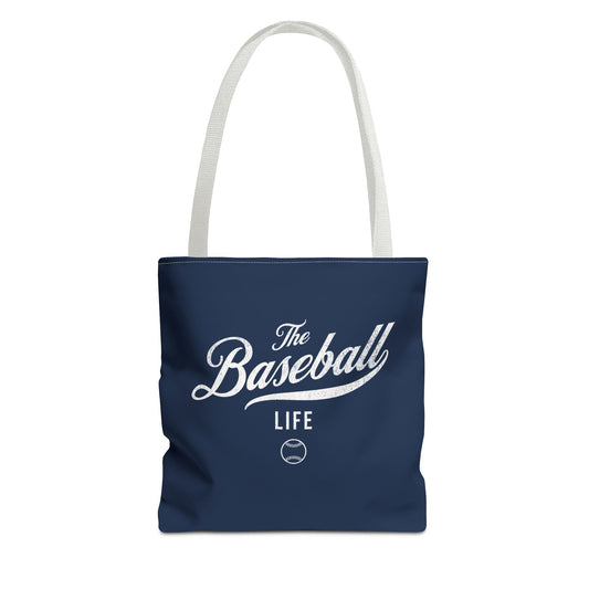 The Baseball Life Tote Bag_Navy w White Print