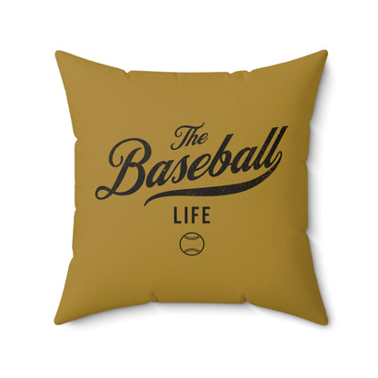The Baseball Life Accent Pillow_Old Gold w Black Print