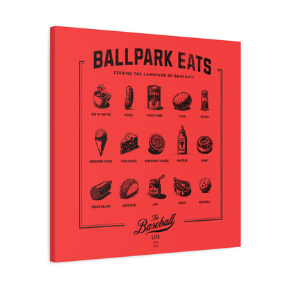 Ballpark Eats_Feeding the Language of Baseball Wall Art Canvas_Coral Red
