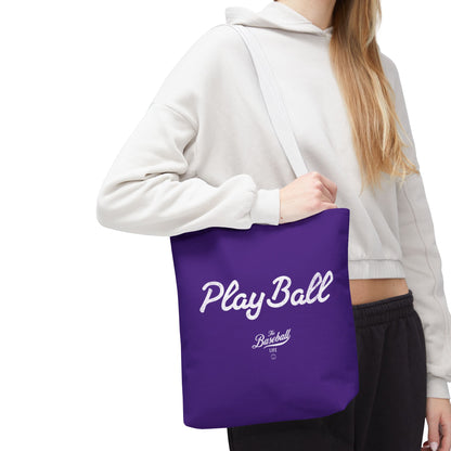 Play Ball Tote Bag_Purple with White Print