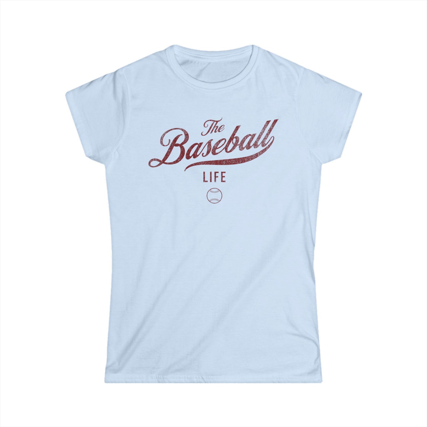 The Baseball Life Classic Script Tee_Women's_Maroon Print