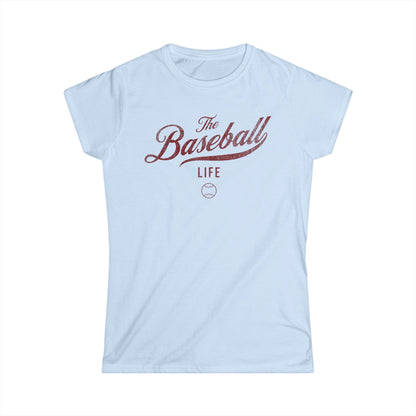 The Baseball Life Classic Script Tee_Women's_Maroon Print
