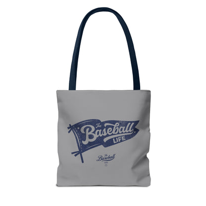 Vintage Pennant Tote Bag_Navy Print on Medium Gray