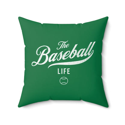 The Baseball Life Accent Pillow_Green w White Print
