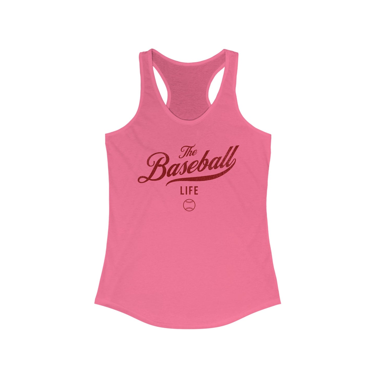 The Baseball Life Classic Script Tank_Maroon Print