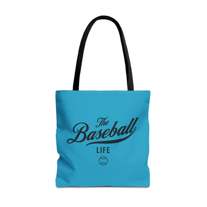The Baseball Life Tote Bag_Turquoise w Black Print