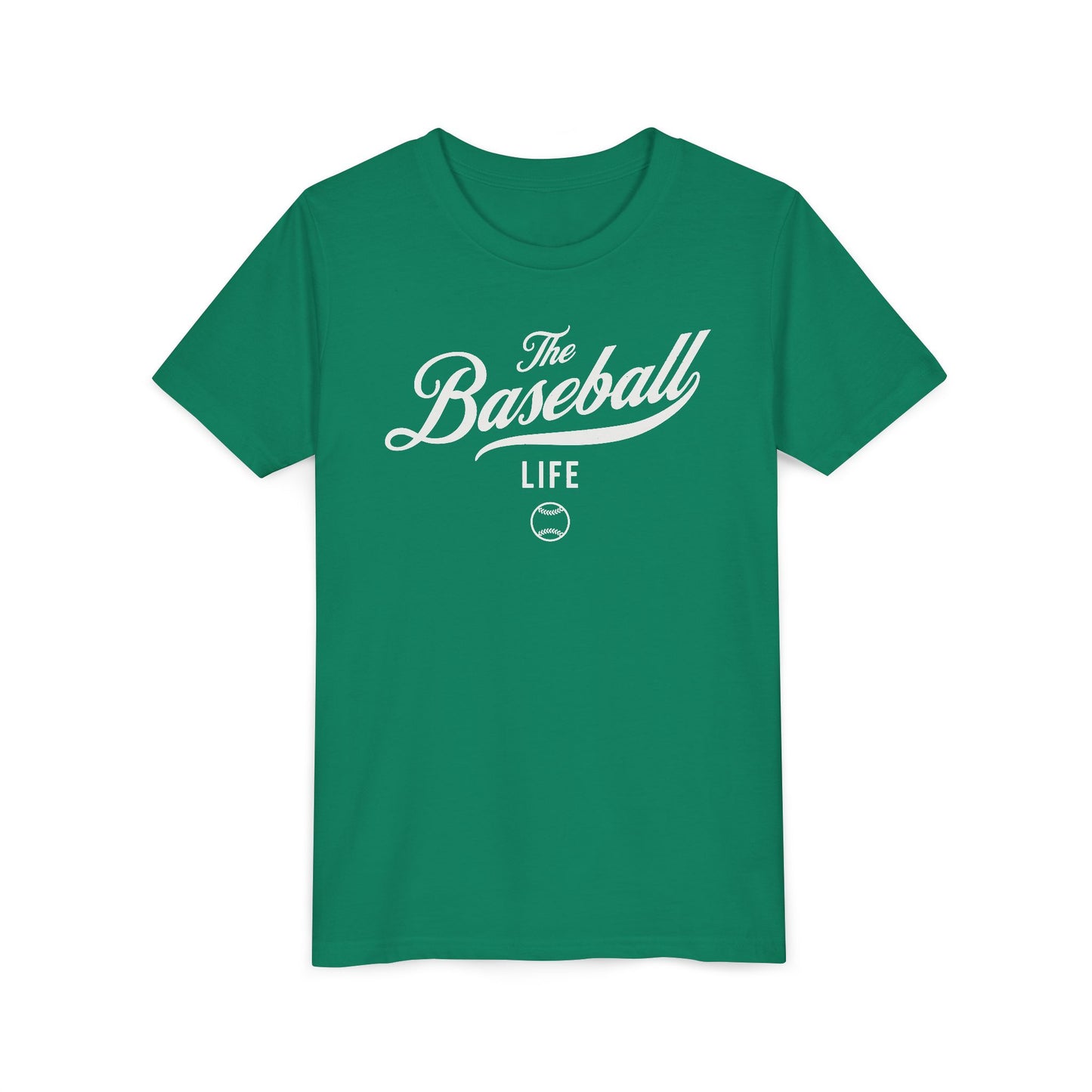 Youth The Baseball Life Classic Script T-Shirt_White Print