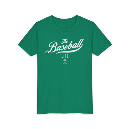 Youth The Baseball Life Classic Script T-Shirt_White Print