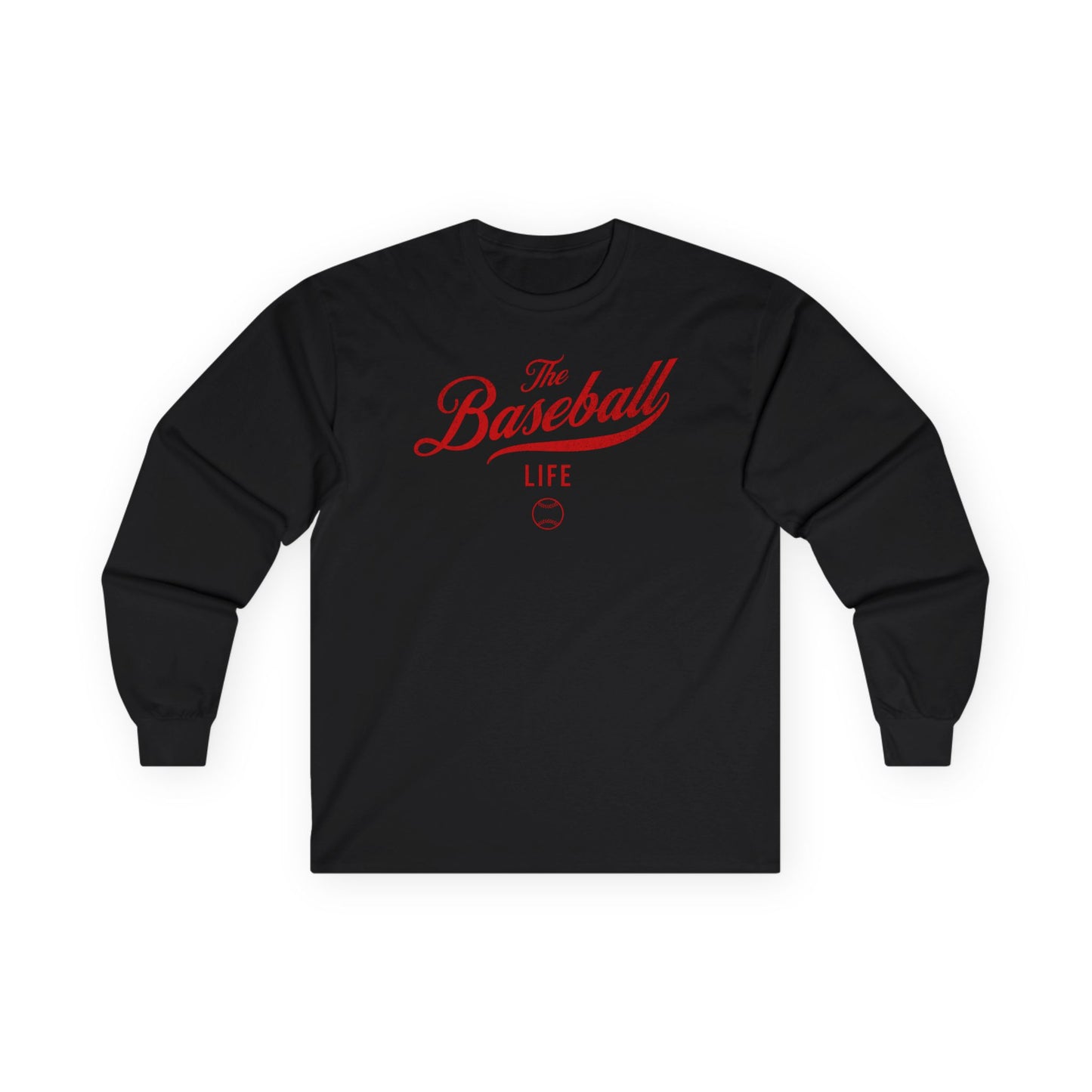 The Baseball Life Long Sleeve T-Shirt_Red Print