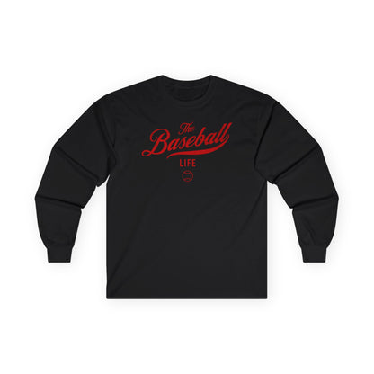 The Baseball Life Long Sleeve T-Shirt_Red Print