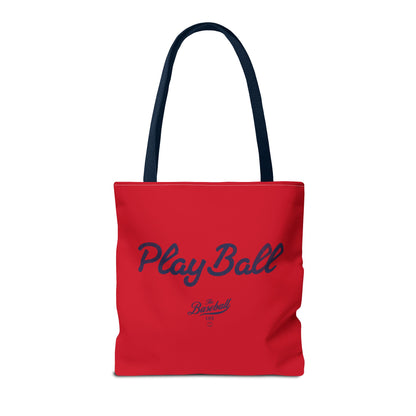 Play Ball Tote Bag_Red with Navy Print