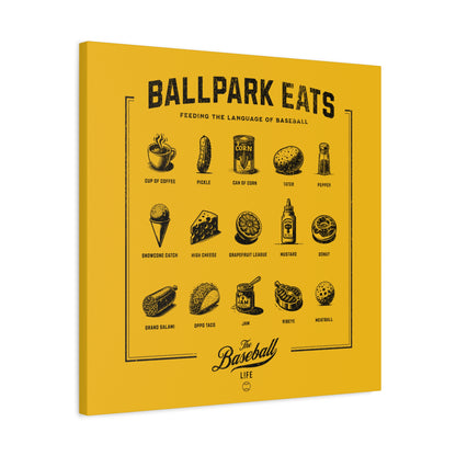 Ballpark Eats_Feeding the Language of Baseball Wall Art Canvas_Yellow Gold