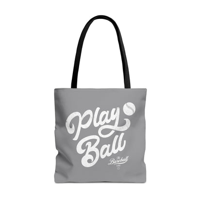 Play Ball Script Tote Bag_Medium Gray