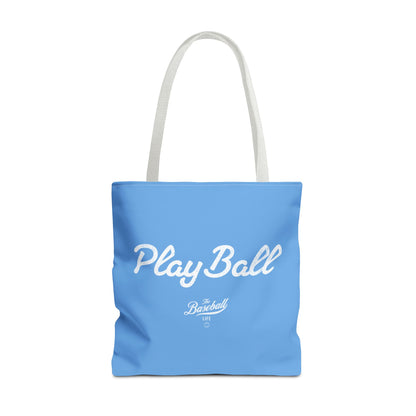 Play Ball Tote Bag_Carolina Blue with White Print