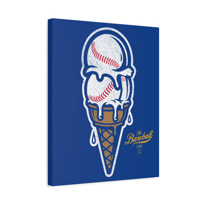 Baseball Ice Cream Cone Wall Art Canvas_Royal Blue