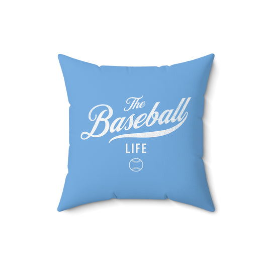 The Baseball Life Accent Pillow_Carolina Blue w White Print