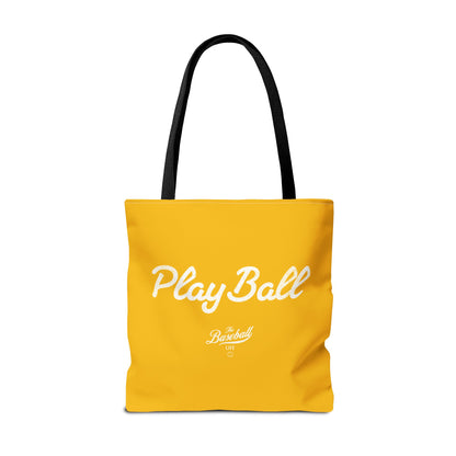 Play Ball Tote Bag_Yellow Gold with White Print
