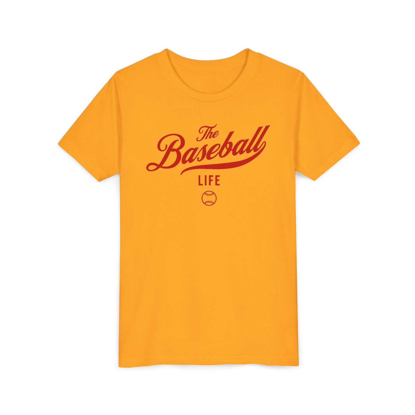 Youth The Baseball Life Classic Script T-Shirt_Red Print