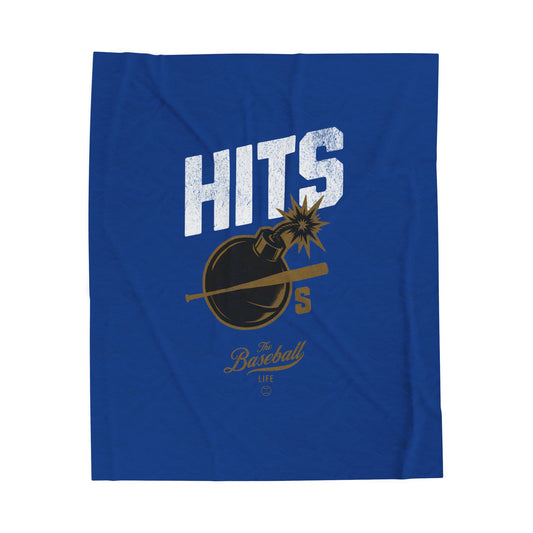Velveteen Plush Blanket_Hits Bombs_Royal Blue