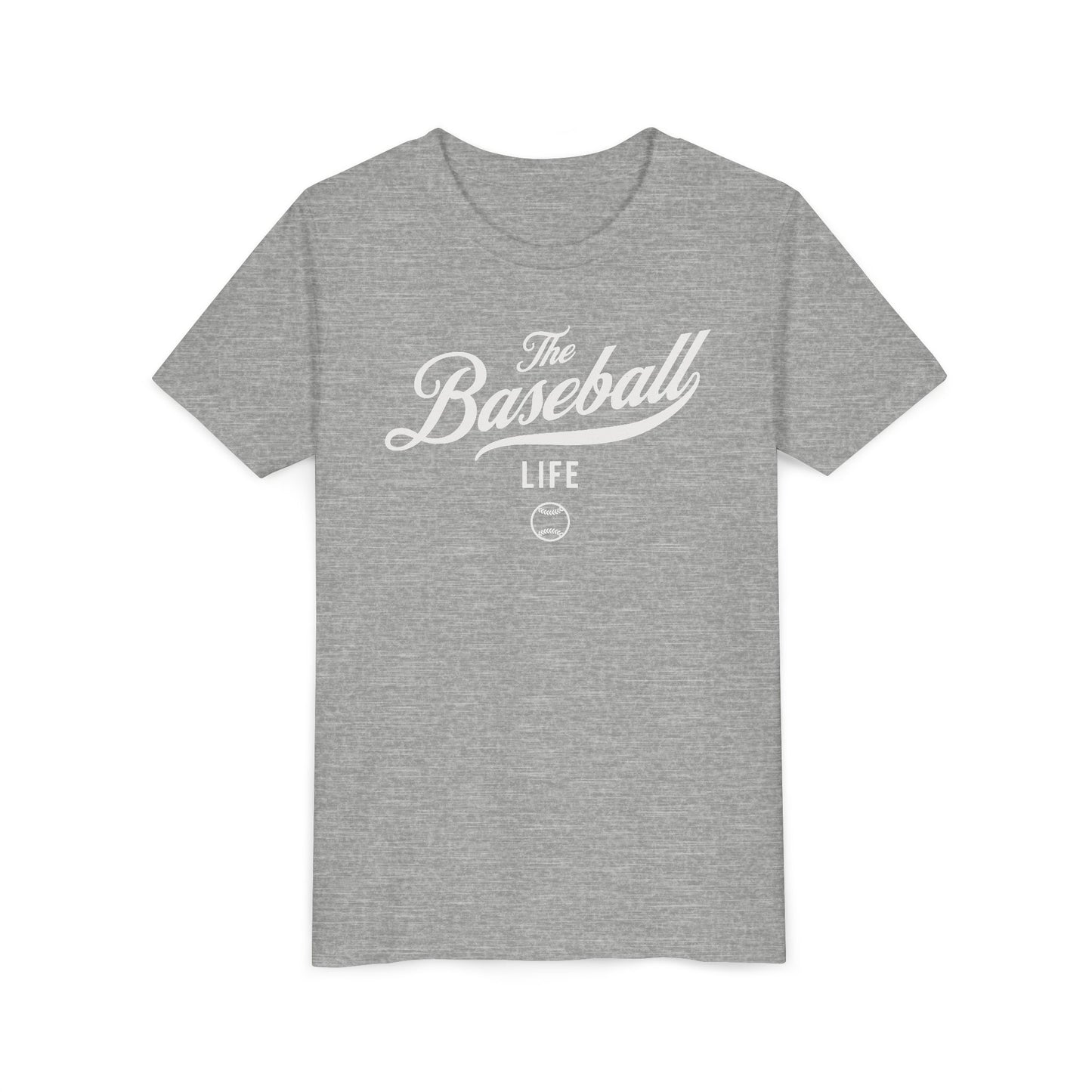 Youth The Baseball Life Classic Script T-Shirt_White Print