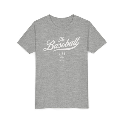 Youth The Baseball Life Classic Script T-Shirt_White Print