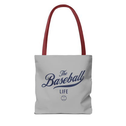 The Baseball Life Tote Bag_Gray w Navy Print