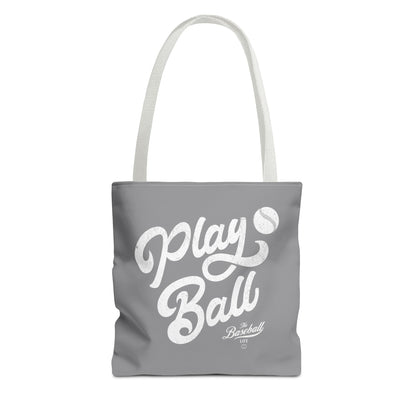 Play Ball Script Tote Bag_Medium Gray