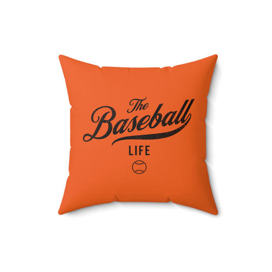 The Baseball Life Accent Pillow_Orange w Black Print