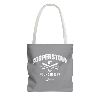 Cooperstown, NY Tote Bag_Gray w White Print