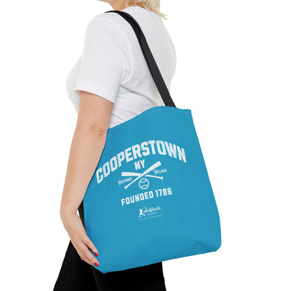 Cooperstown, NY Tote Bag_Turquoise w White Print