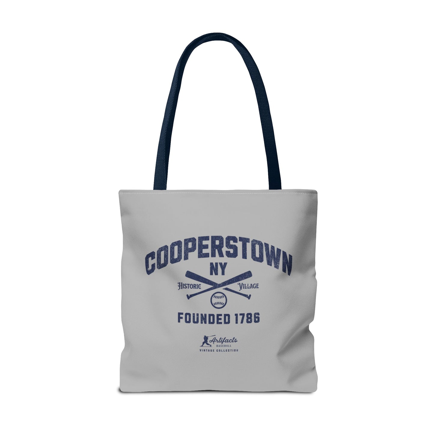 Cooperstown, NY Tote Bag_Light Gray w Navy Print