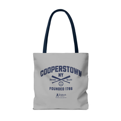 Cooperstown, NY Tote Bag_Light Gray w Navy Print