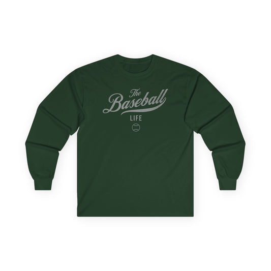 The Baseball Life Long Sleeve T-Shirt_Silver Gray Print