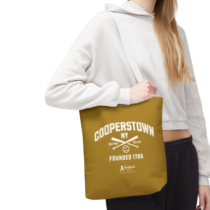 Cooperstown, NY Tote Bag_Old Gold w White Print