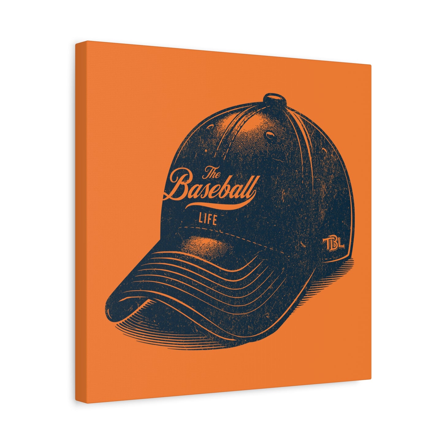 The Baseball Life Ball Cap Wall Art Canvas_Orange