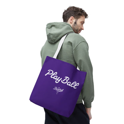 Play Ball Tote Bag_Purple with White Print