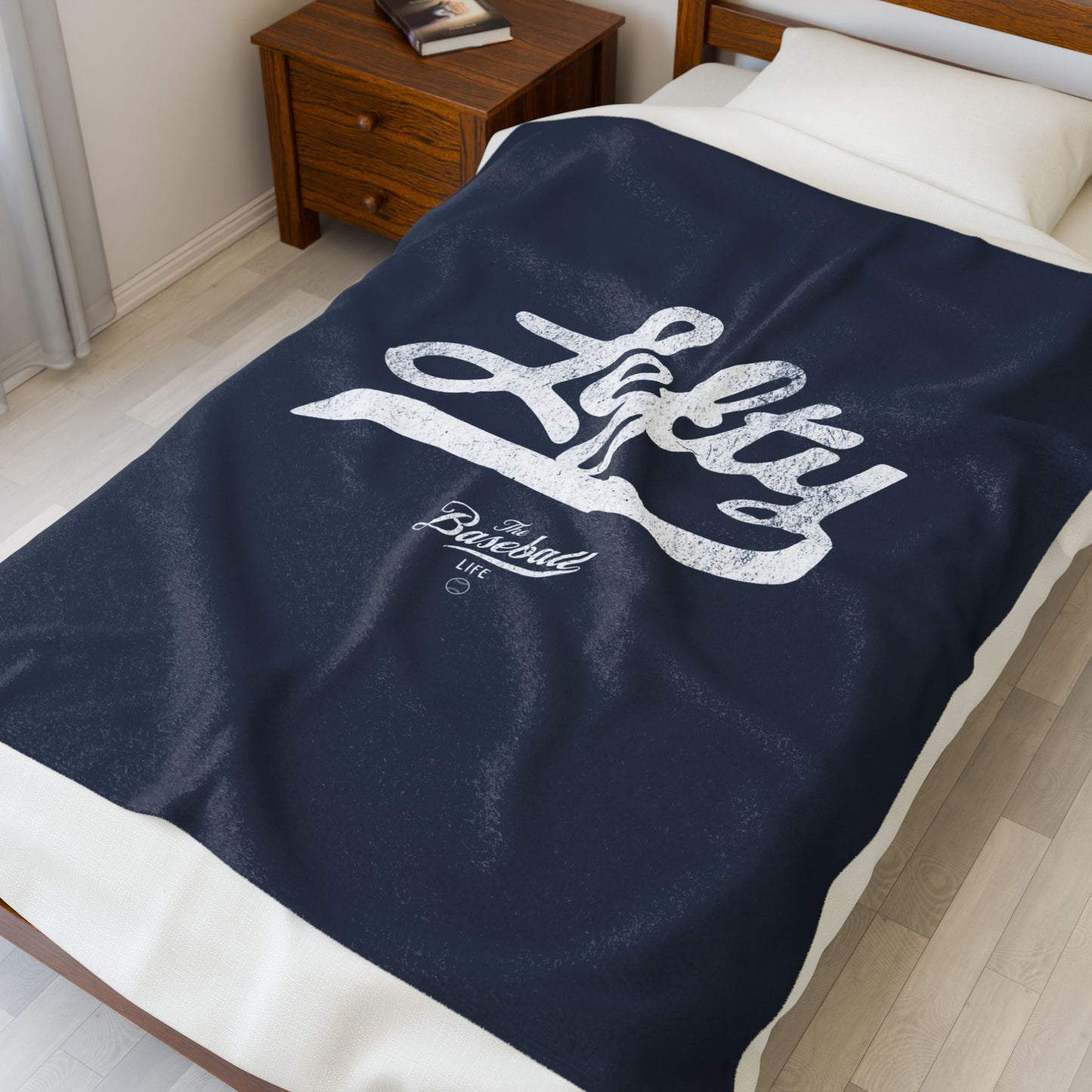 Velveteen Plush Blanket_Lefty_Navy