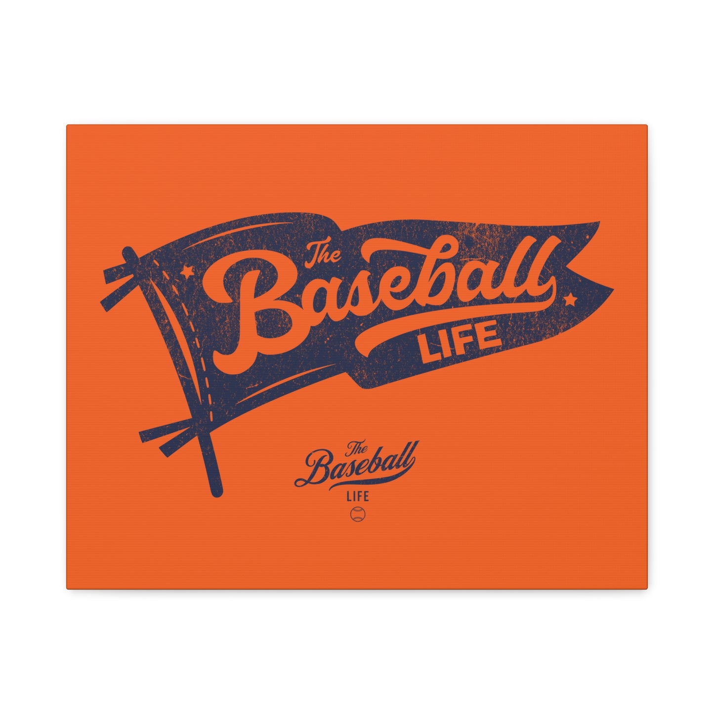 Classic Pennant Wall Art Canvas_Navy Print on Orange