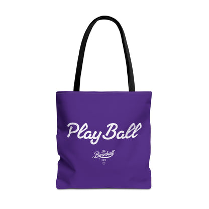 Play Ball Tote Bag_Purple with White Print