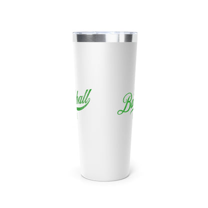 The Baseball Life 22oz Insulated Travel Tumbler_White w Green Print