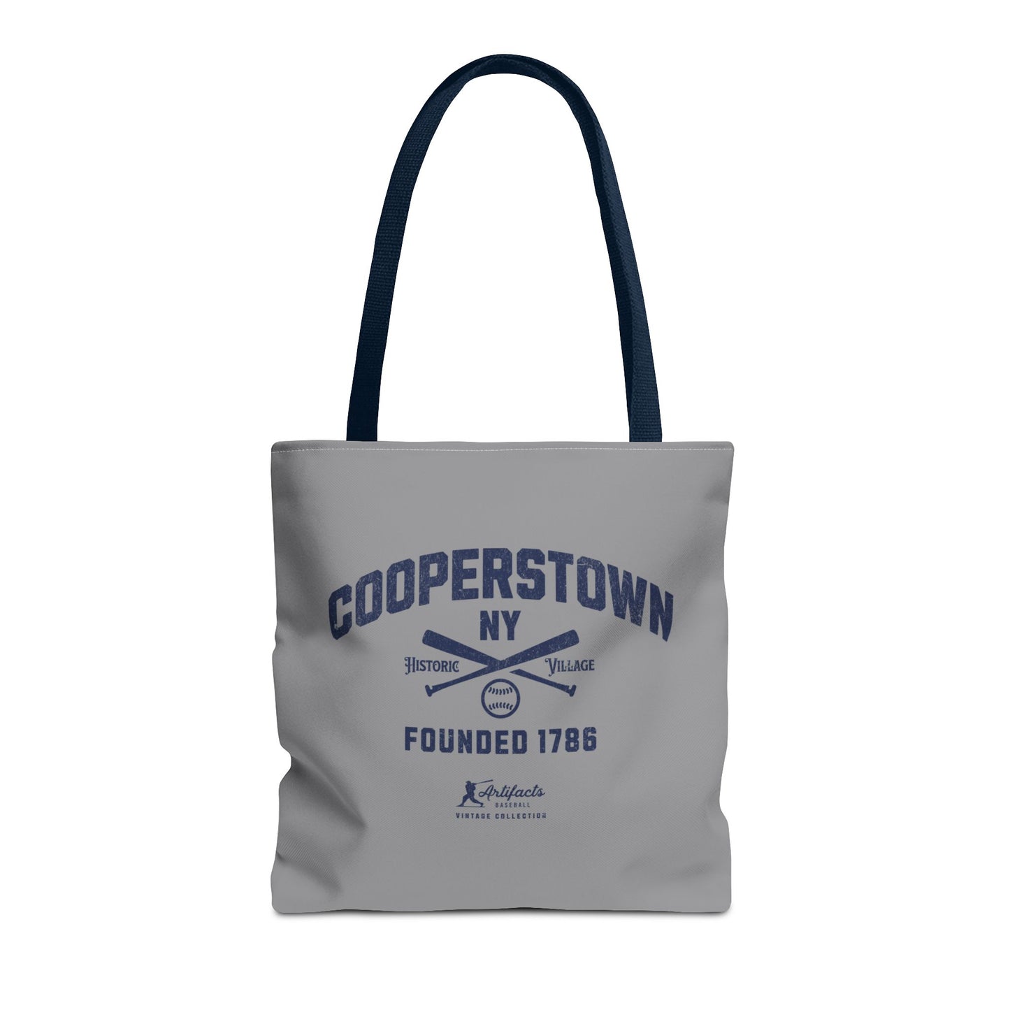 Cooperstown, NY Tote Bag_Gray w Navy Print
