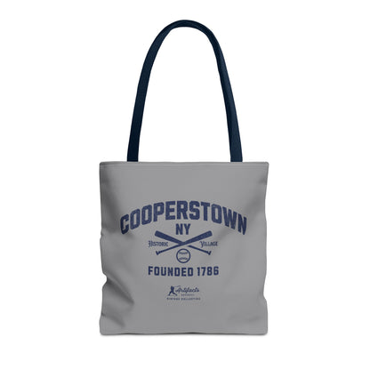 Cooperstown, NY Tote Bag_Gray w Navy Print