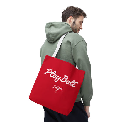 Play Ball Tote Bag_Red with White Print