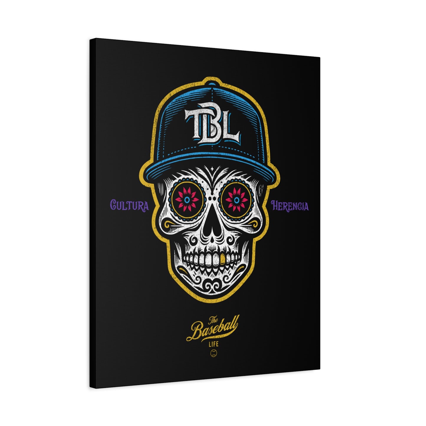 Beisbol Sugar Skull Series_Player 1 Wall Art Canvas_Black