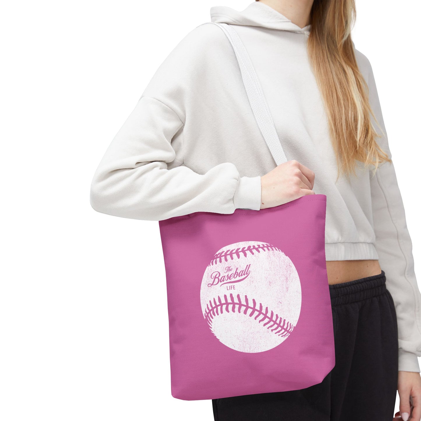 Weathered Baseball Tote Bag_Bubble Gum