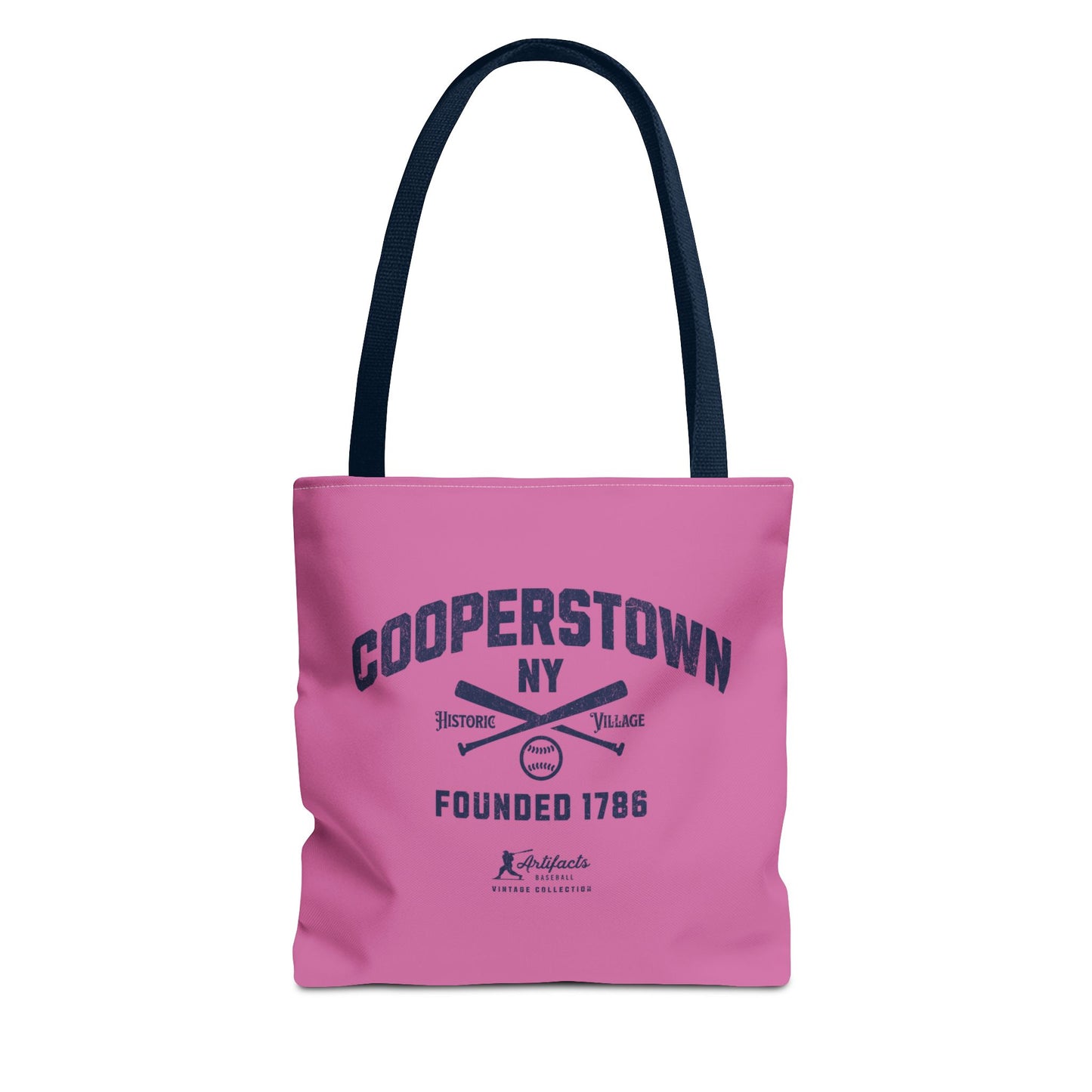 Cooperstown, NY Tote Bag_Bubble Gum w Navy Print